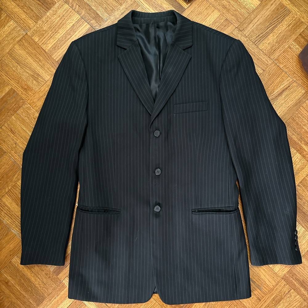 Classic Black Pinstripe Men's Blazer
